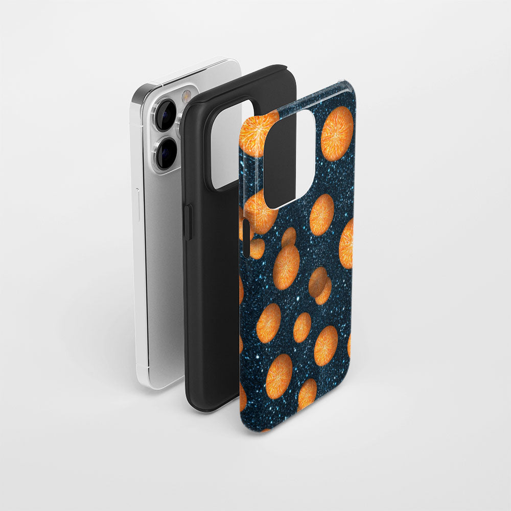 Double-Layer Semi-Handprinted Tough Matte Galaxy Orange iPhone Case