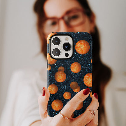 Double-Layer Semi-Handprinted Tough Matte Galaxy Orange iPhone Case