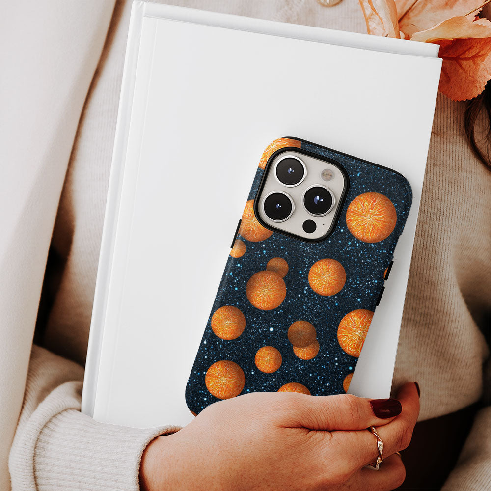 Double-Layer Semi-Handprinted Tough Matte Galaxy Orange iPhone Case