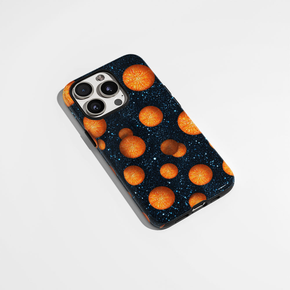 Double-Layer Semi-Handprinted Tough Matte Galaxy Orange iPhone Case