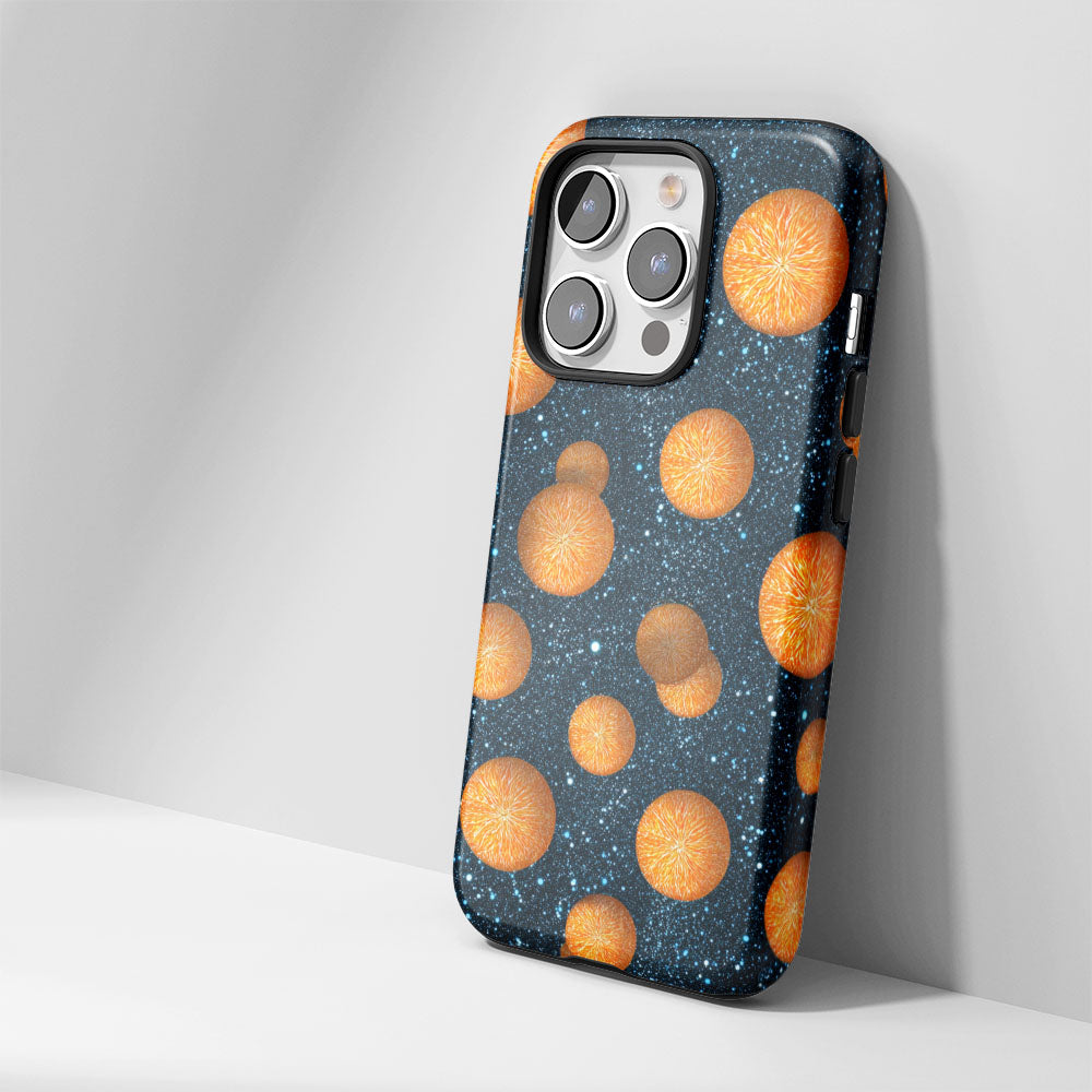 Double-Layer Semi-Handprinted Tough Matte Galaxy Orange iPhone Case