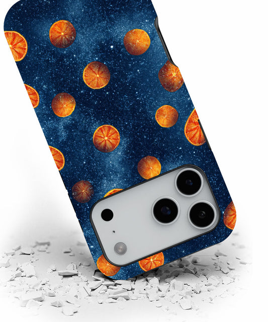 Double-Layer Semi-Handprinted Tough Matte Galaxy Orange iPhone Case