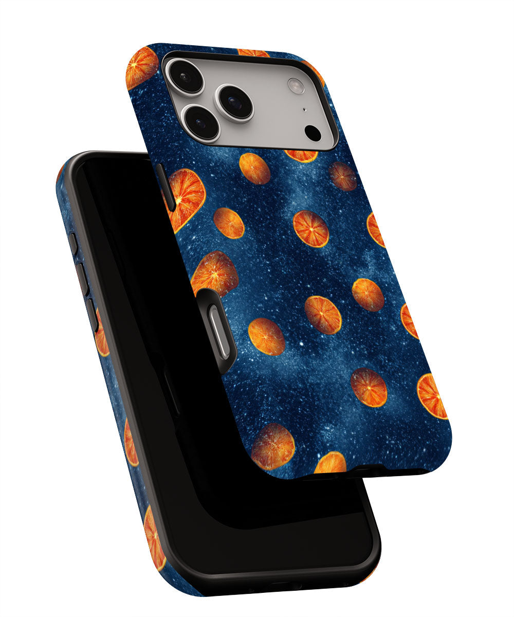 Double-Layer Semi-Handprinted Tough Matte Galaxy Orange iPhone Case