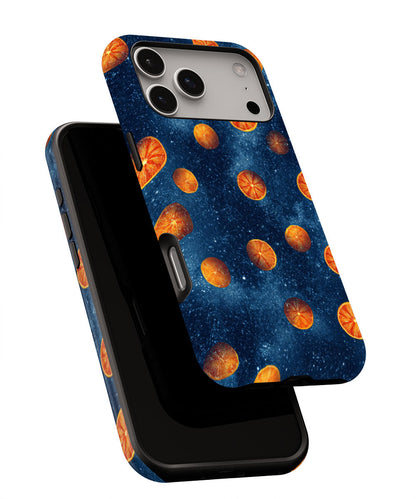 Double-Layer Semi-Handprinted Tough Matte Galaxy Orange iPhone Case