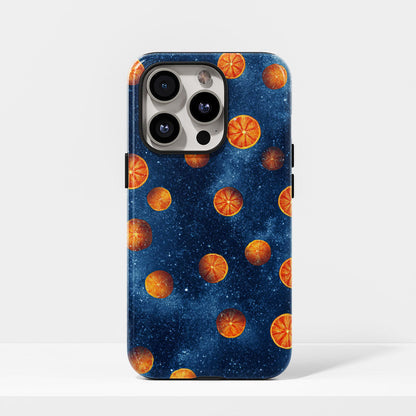 Double-Layer Semi-Handprinted Tough Matte Galaxy Orange iPhone Case