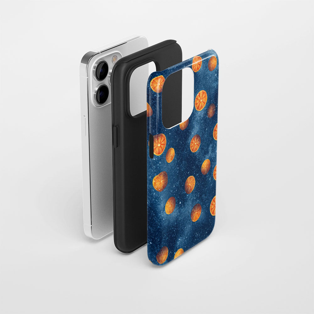 Double-Layer Semi-Handprinted Tough Matte Galaxy Orange iPhone Case