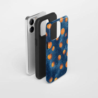 Double-Layer Semi-Handprinted Tough Matte Galaxy Orange iPhone Case