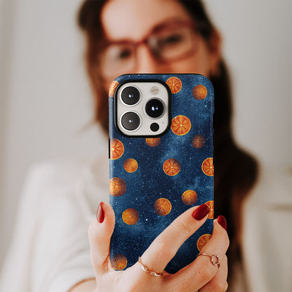 Double-Layer Semi-Handprinted Tough Matte Galaxy Orange iPhone Case