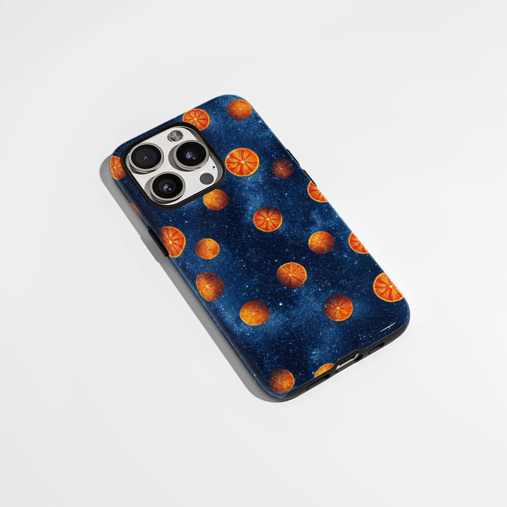 Double-Layer Semi-Handprinted Tough Matte Galaxy Orange iPhone Case