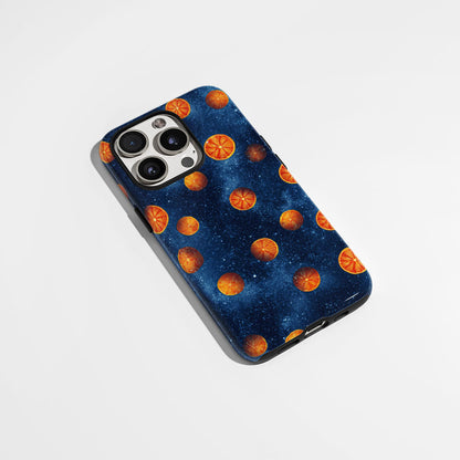 Double-Layer Semi-Handprinted Tough Matte Galaxy Orange iPhone Case