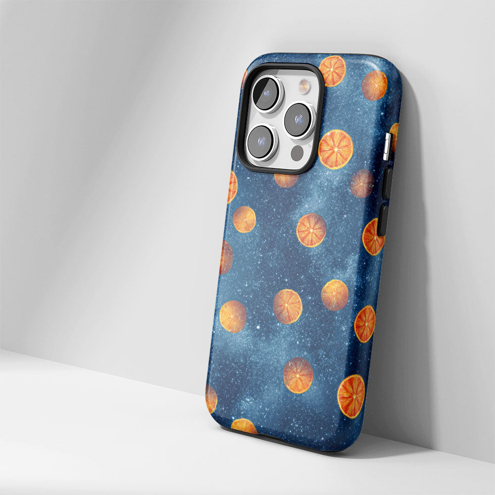 Double-Layer Semi-Handprinted Tough Matte Galaxy Orange iPhone Case