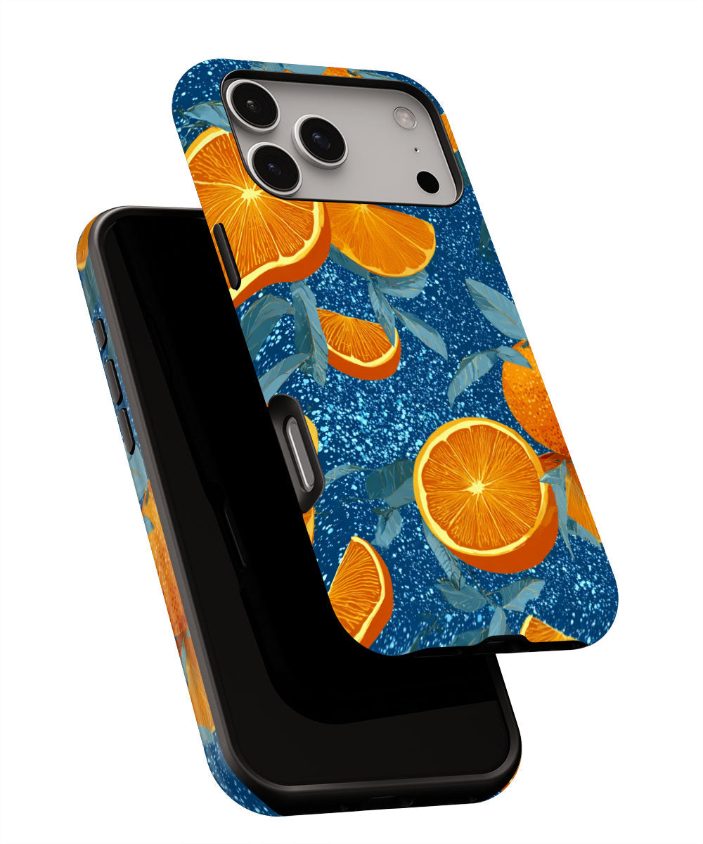 Double-Layer Semi-Handprinted Tough Matte Galaxy Orange iPhone Case
