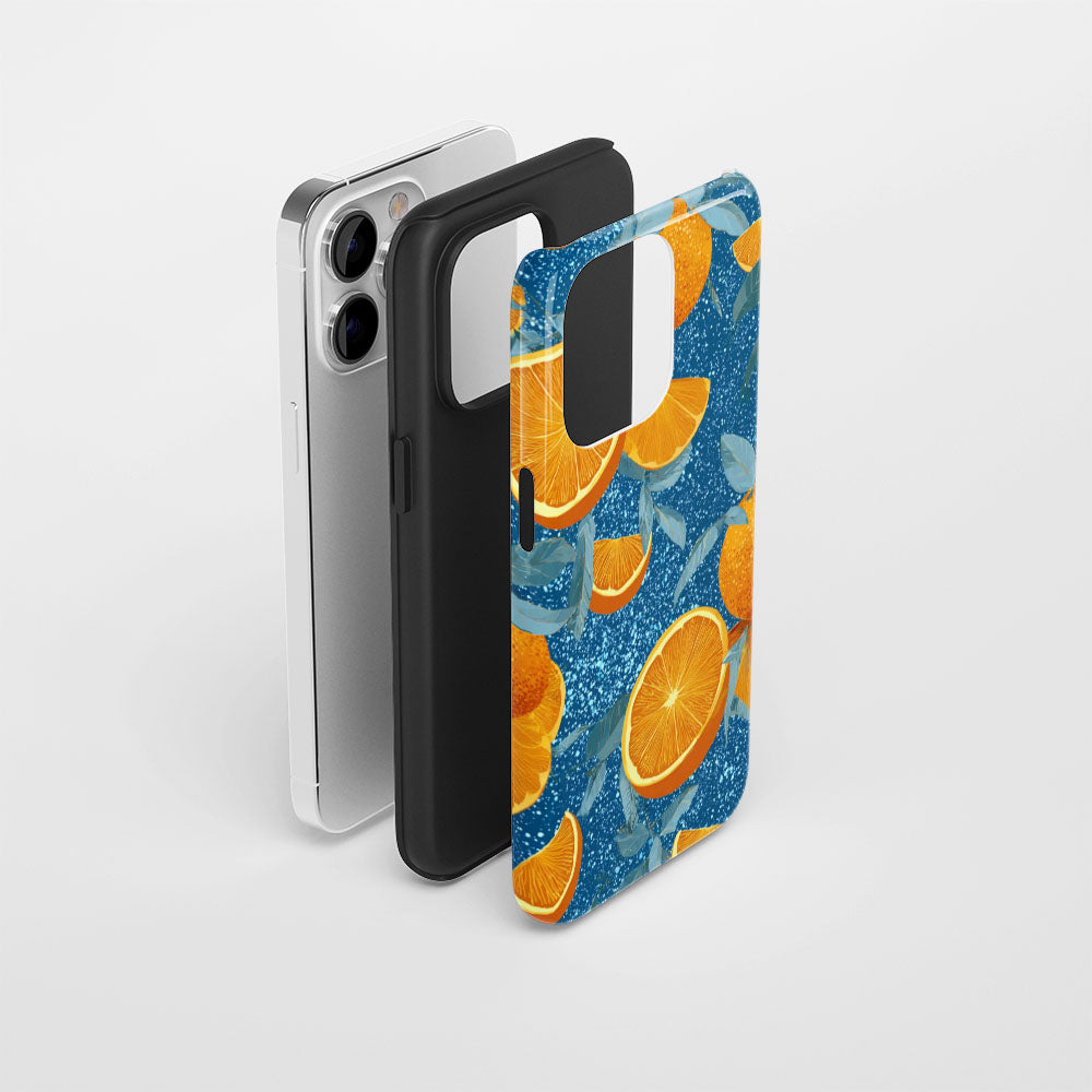 Double-Layer Semi-Handprinted Tough Matte Galaxy Orange iPhone Case