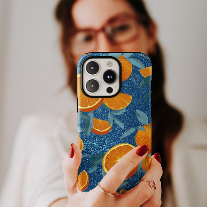 Double-Layer Semi-Handprinted Tough Matte Galaxy Orange iPhone Case