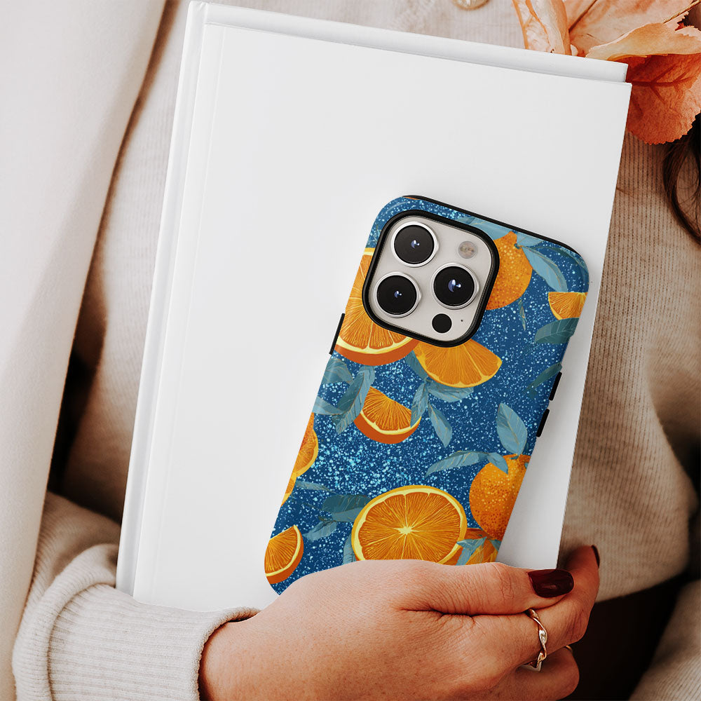 Double-Layer Semi-Handprinted Tough Matte Galaxy Orange iPhone Case