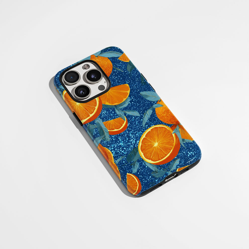 Double-Layer Semi-Handprinted Tough Matte Galaxy Orange iPhone Case