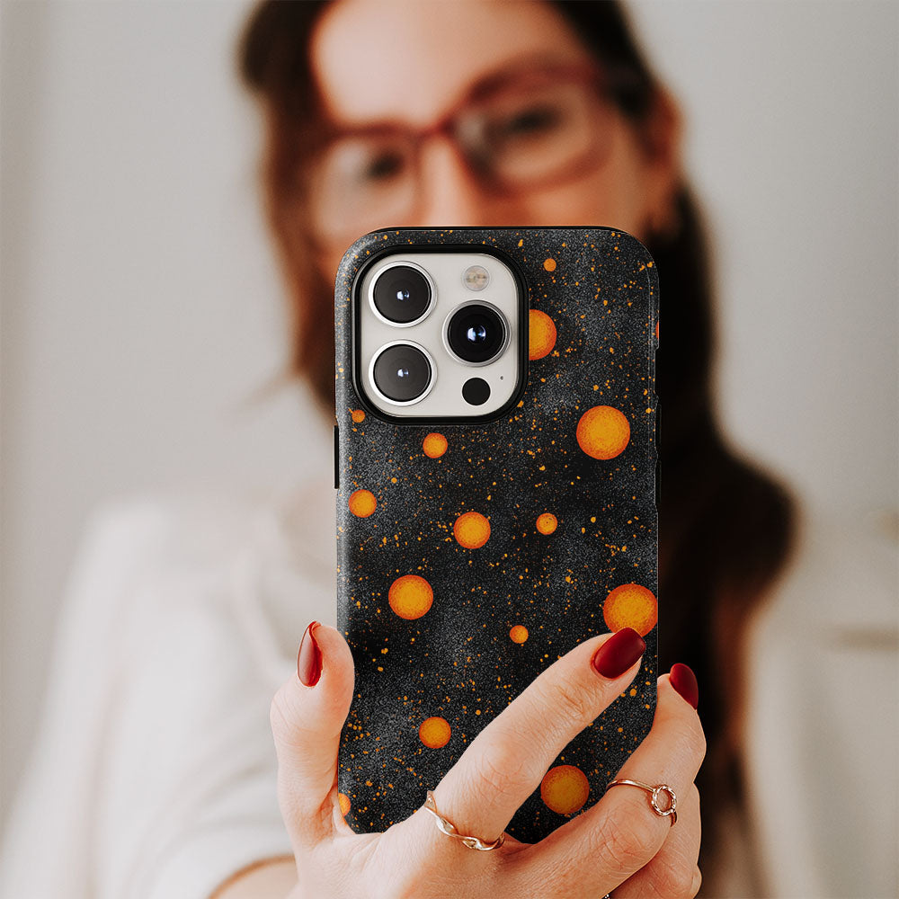 Double-Layer Semi-Handprinted Tough Matte Galaxy Orange iPhone Case