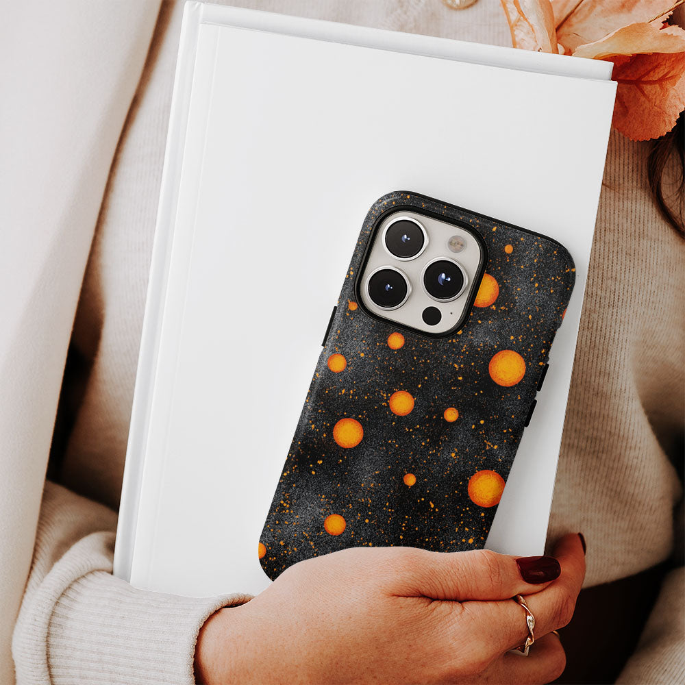 Double-Layer Semi-Handprinted Tough Matte Galaxy Orange iPhone Case