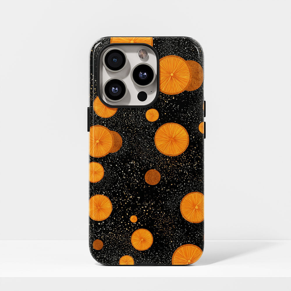 Double-Layer Semi-Handprinted Tough Matte Galaxy Orange iPhone Case
