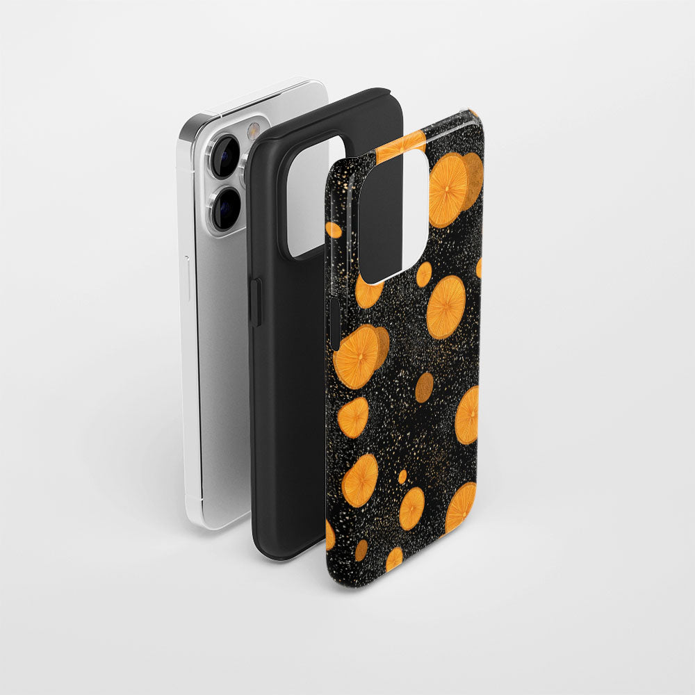 Double-Layer Semi-Handprinted Tough Matte Galaxy Orange iPhone Case