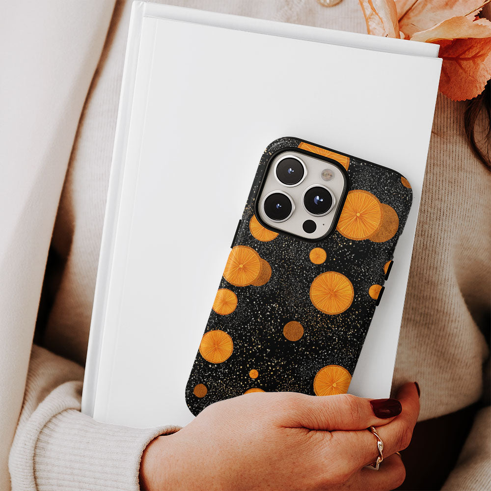Double-Layer Semi-Handprinted Tough Matte Galaxy Orange iPhone Case