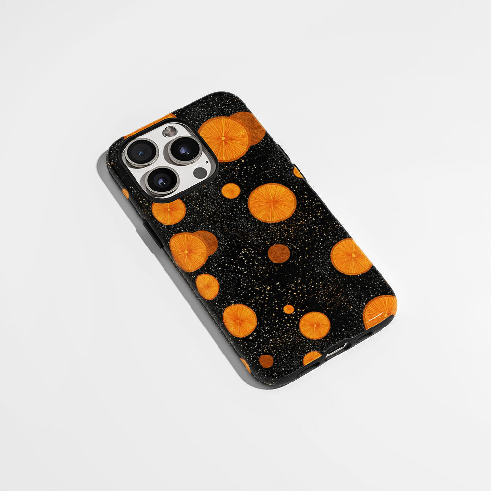 Double-Layer Semi-Handprinted Tough Matte Galaxy Orange iPhone Case