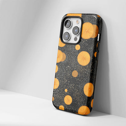 Double-Layer Semi-Handprinted Tough Matte Galaxy Orange iPhone Case