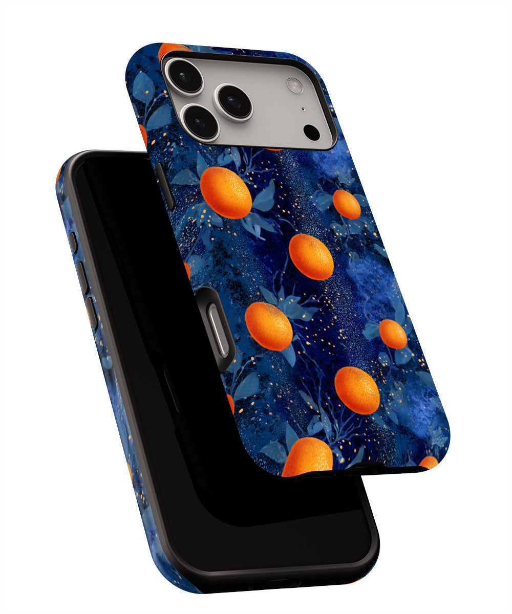 Double-Layer Semi-Handprinted Tough Matte Galaxy Orange iPhone Case