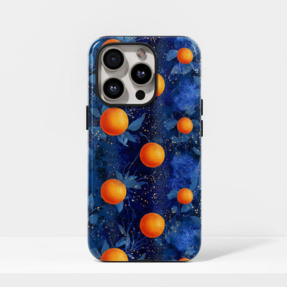Double-Layer Semi-Handprinted Tough Matte Galaxy Orange iPhone Case