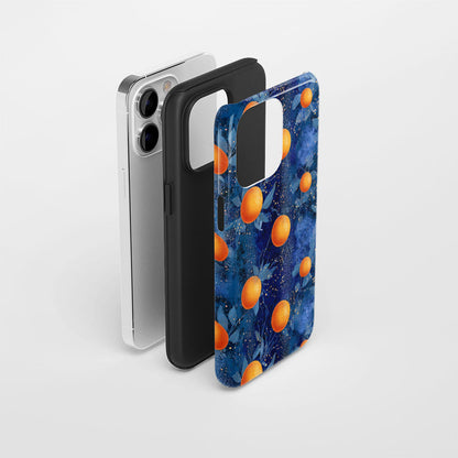 Double-Layer Semi-Handprinted Tough Matte Galaxy Orange iPhone Case