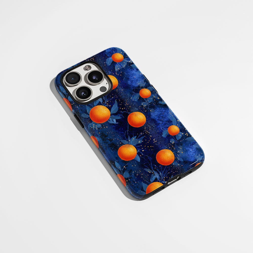 Double-Layer Semi-Handprinted Tough Matte Galaxy Orange iPhone Case