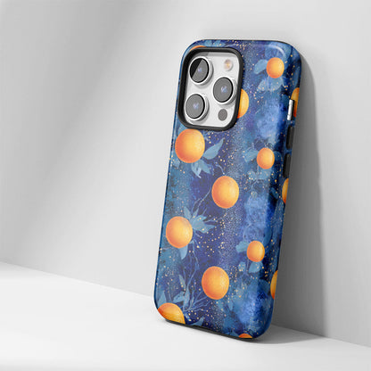 Double-Layer Semi-Handprinted Tough Matte Galaxy Orange iPhone Case