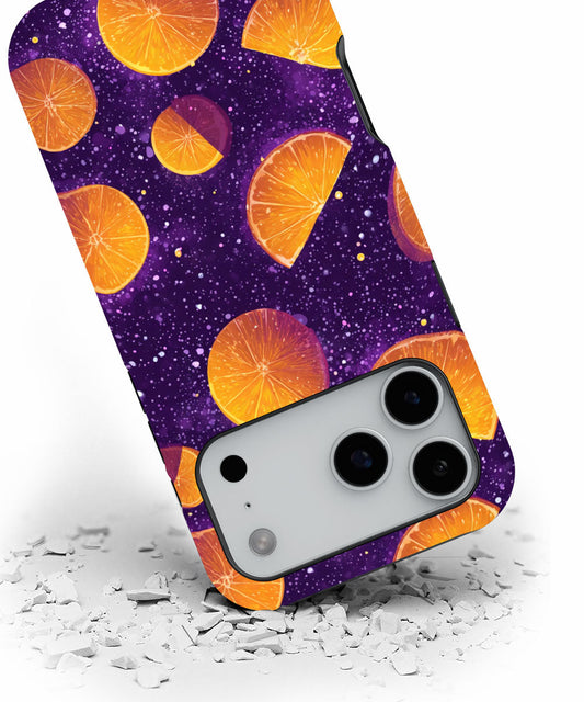 Double-Layer Semi-Handprinted Tough Matte Galaxy Orange iPhone Case