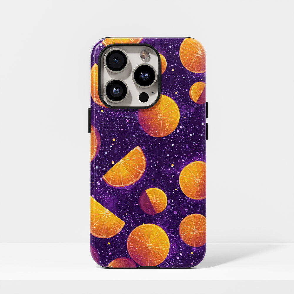 Double-Layer Semi-Handprinted Tough Matte Galaxy Orange iPhone Case