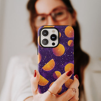 Double-Layer Semi-Handprinted Tough Matte Galaxy Orange iPhone Case