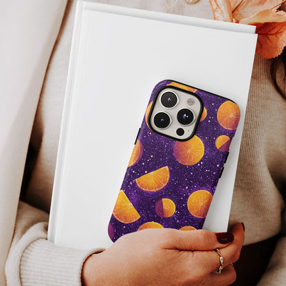 Double-Layer Semi-Handprinted Tough Matte Galaxy Orange iPhone Case
