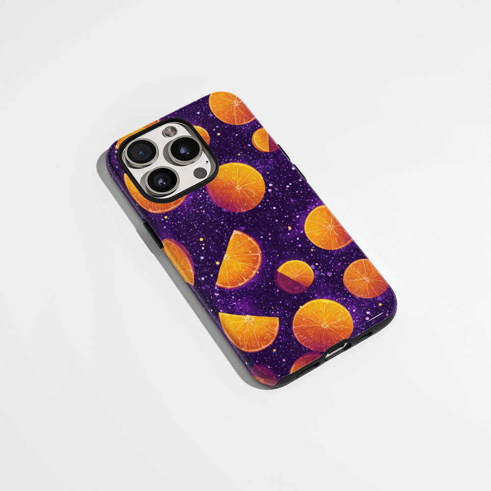 Double-Layer Semi-Handprinted Tough Matte Galaxy Orange iPhone Case