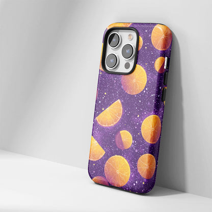 Double-Layer Semi-Handprinted Tough Matte Galaxy Orange iPhone Case