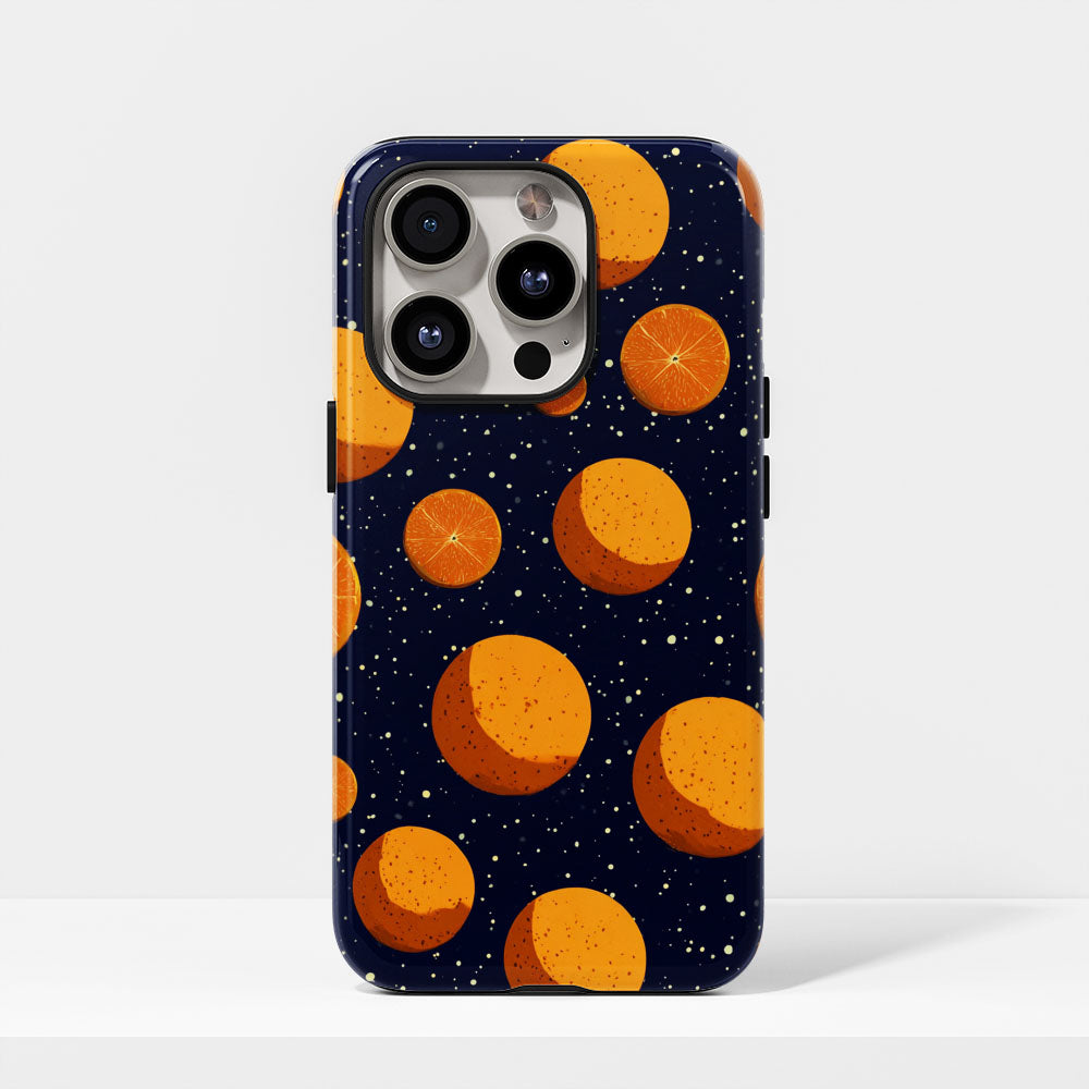 Double-Layer Semi-Handprinted Tough Matte Galaxy Orange iPhone Case
