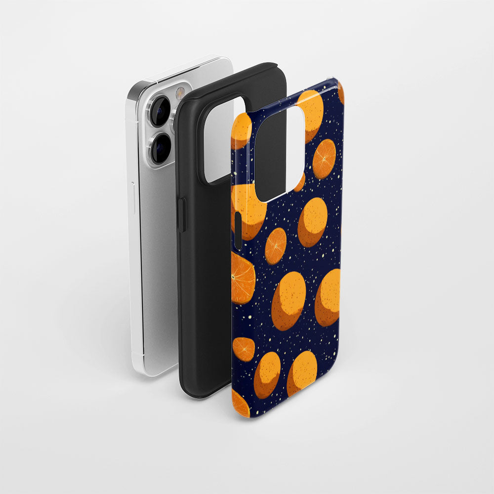 Double-Layer Semi-Handprinted Tough Matte Galaxy Orange iPhone Case