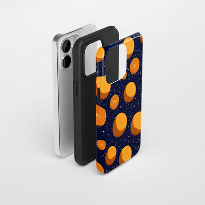 Double-Layer Semi-Handprinted Tough Matte Galaxy Orange iPhone Case