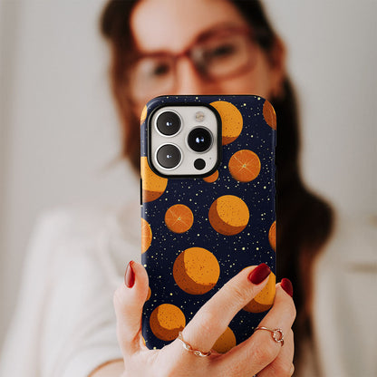 Double-Layer Semi-Handprinted Tough Matte Galaxy Orange iPhone Case