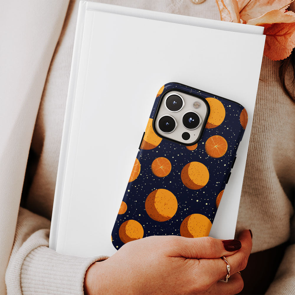Double-Layer Semi-Handprinted Tough Matte Galaxy Orange iPhone Case