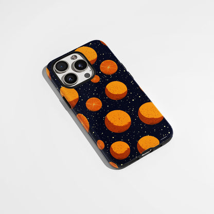 Double-Layer Semi-Handprinted Tough Matte Galaxy Orange iPhone Case