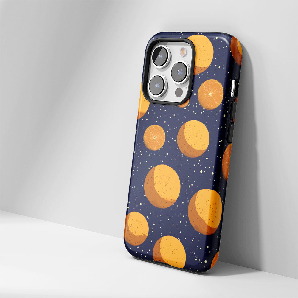 Double-Layer Semi-Handprinted Tough Matte Galaxy Orange iPhone Case