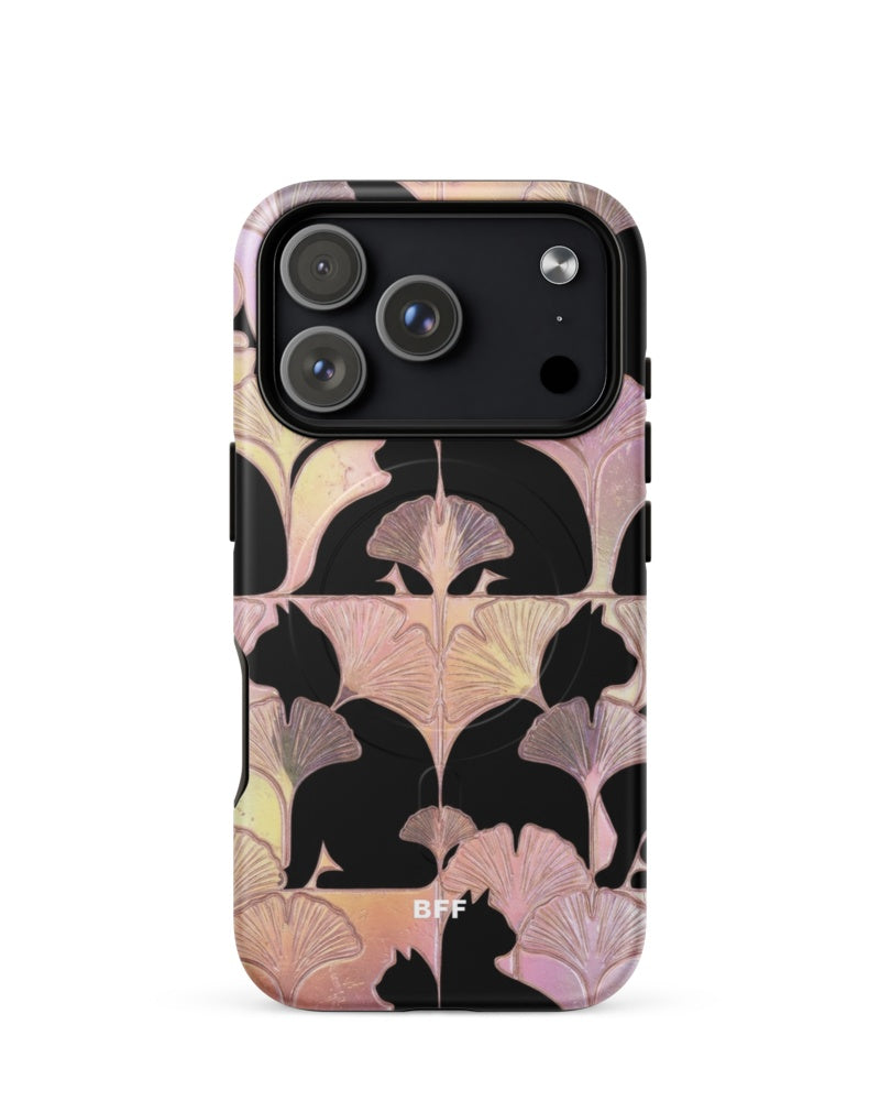Double-Layer Semi-Handprinted Tough Matte black cats iPhone Case (MagSafe-Compatible)