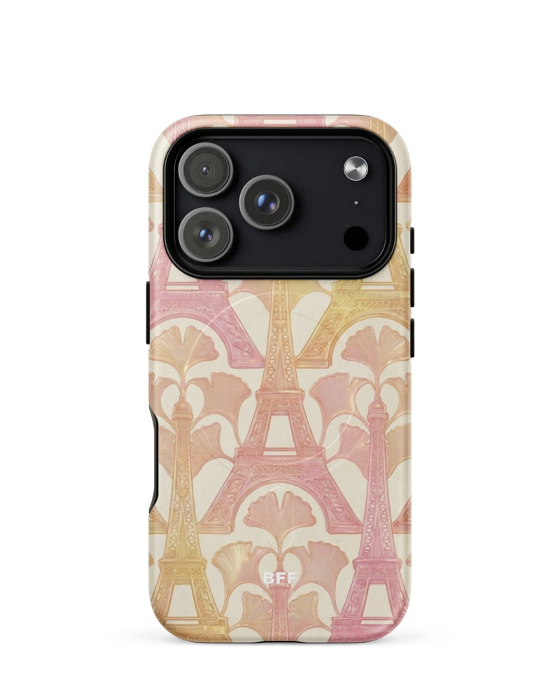 Double-Layer Semi-Handprinted Tough Matte Eiffel tower iPhone Case (MagSafe-Compatible)
