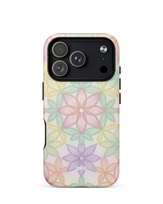 Double-Layer Semi-Handprinted Tough Matte flowers iPhone Case (MagSafe-Compatible)