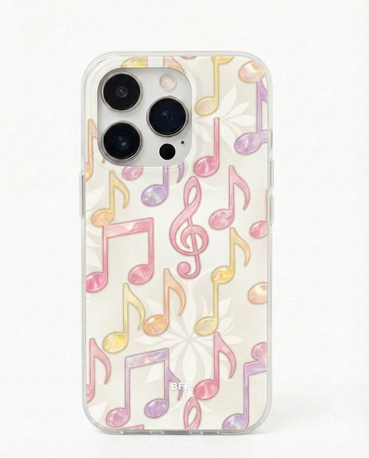 Latest 3rd-Generation Crystal Tough Glossy musical notes iPhone Case (MagSafe-Compatible)