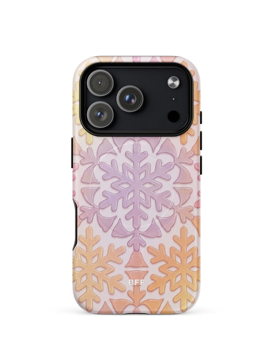Double-Layer Semi-Handprinted Tough Matte snowflakes iPhone Case (MagSafe-Compatible)
